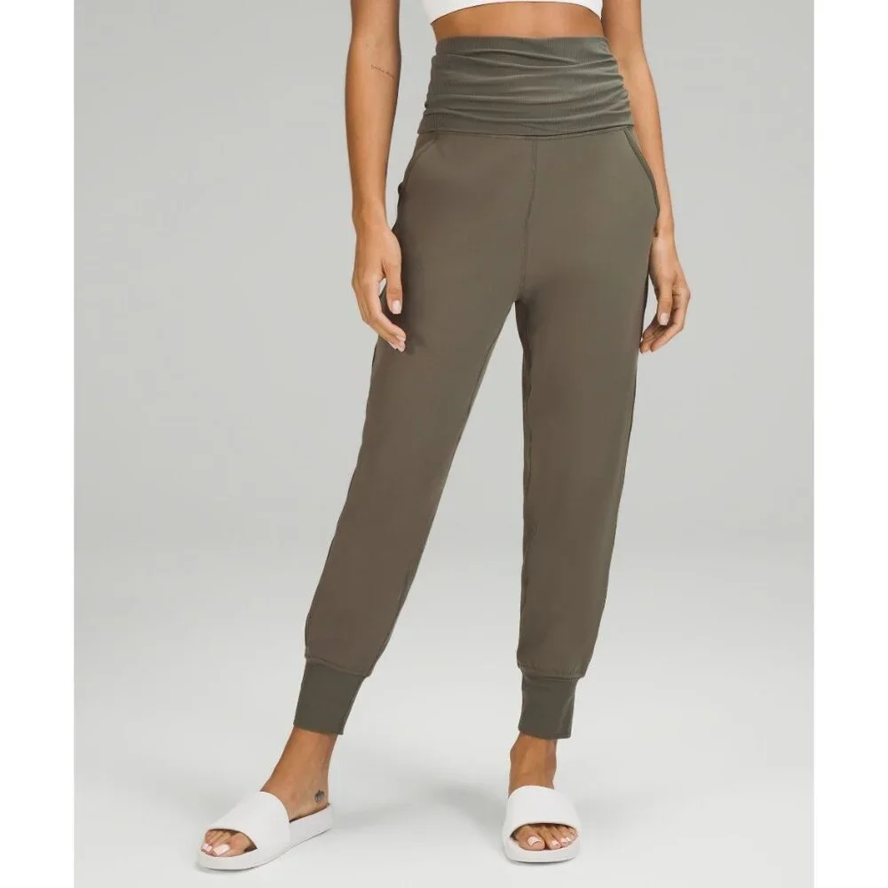 Lululemon 6 Align Super-High-Rise Ribbed-Waist Jogger Green Croos-waist pocket - Picture 2 of 12